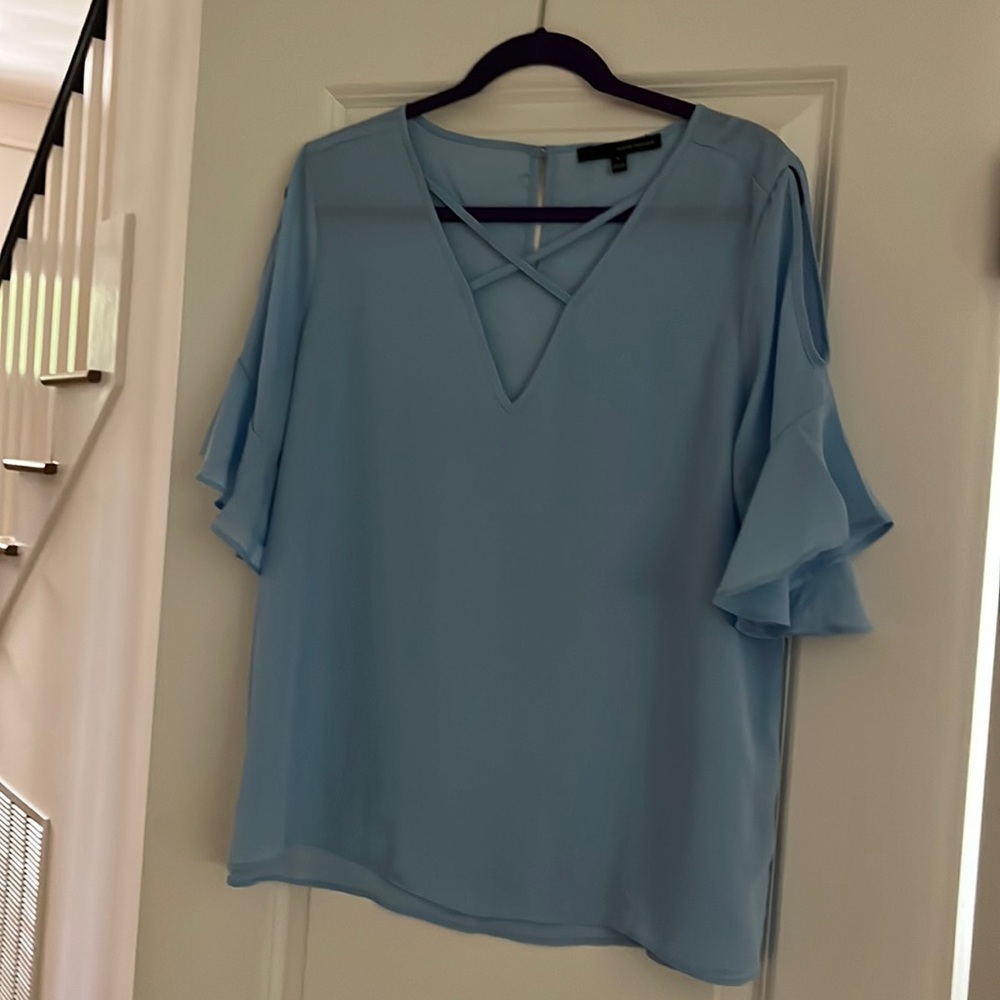❤️ 6 for 20 ❤️  Harve Benard carolina Blue short sleeved Blouse size L